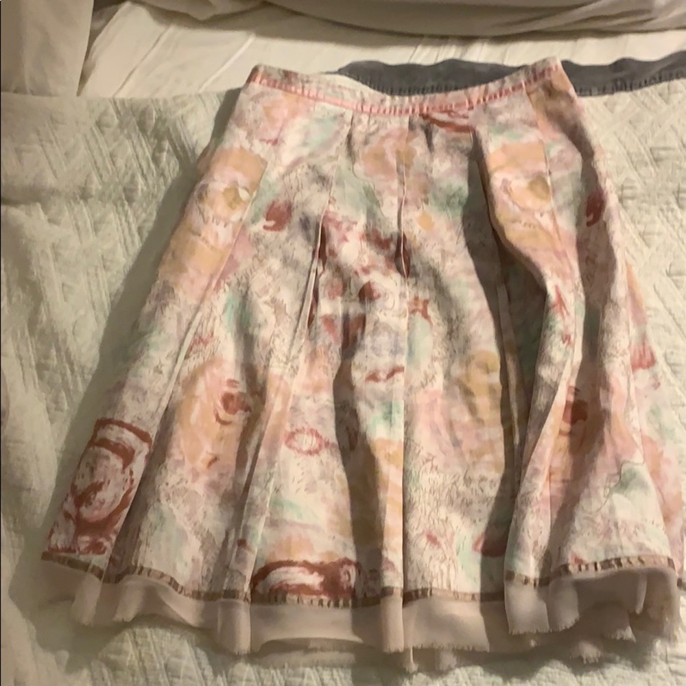 Anthropologie Odille Size 0 pink floral skirt